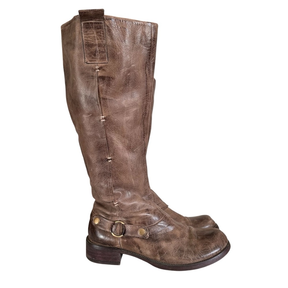 Miz Mooz Brown Leather Maggie Knee-High Buckle Boots 9.5